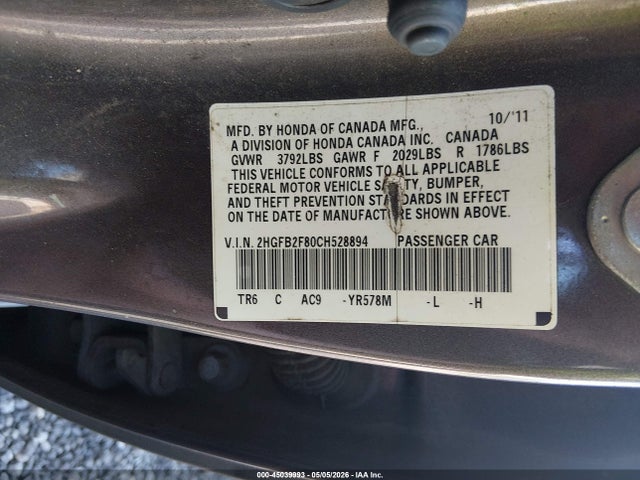 Aukcja sprzedaży 2012 Honda Civic Ex, vin: 2HGFB2F80CH528894, numer aukcji: 45039993