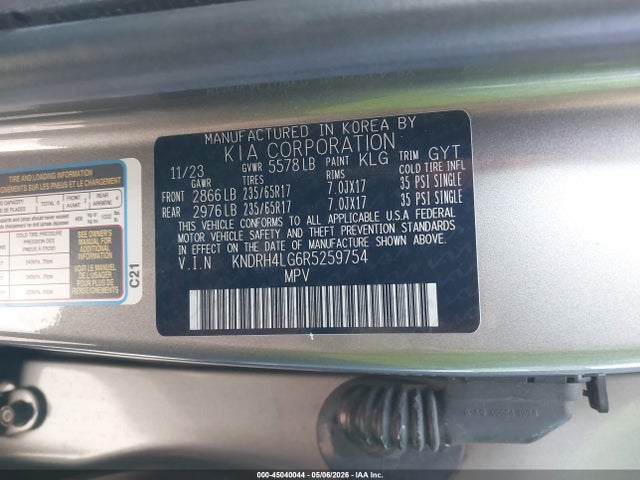 Продаж на аукціоні авто 2024 Kia Sorento Hybrid Ex, vin: KNDRH4LG6R5259754, номер лоту: 45040044