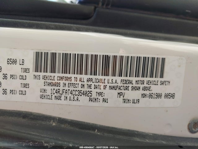 Aukcja sprzedaży 2012 Jeep Grand Cherokee Laredo, vin: 1C4RJFAT4CC354025, numer aukcji: 45040047