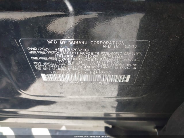 45040049 :رقم المزاد ، JF2SJAEC7JH456922 vin ، 2018 Subaru Forester 2.5i Premium مزاد بيع