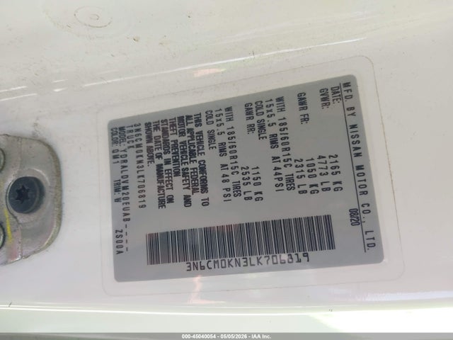 Продажа на аукционе авто 2020 Nissan Nv200  Cargo S Xtronic Cvt, vin: 3N6CM0KN3LK706819, номер лота: 45040054