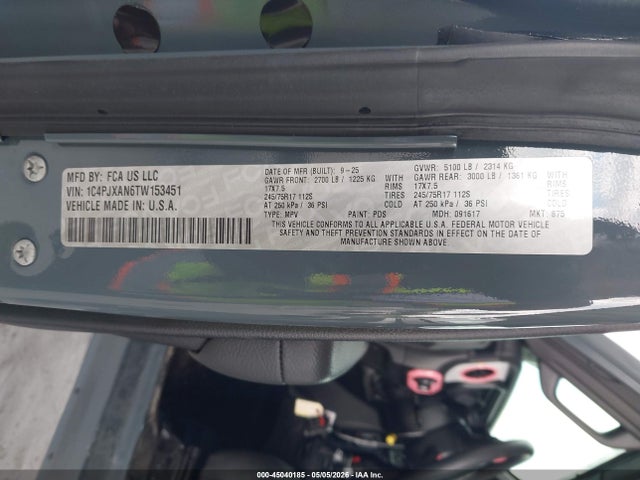 45040185 :رقم المزاد ، 1C4PJXAN6TW153451 vin ، 2026 Jeep Wrangler Sport مزاد بيع