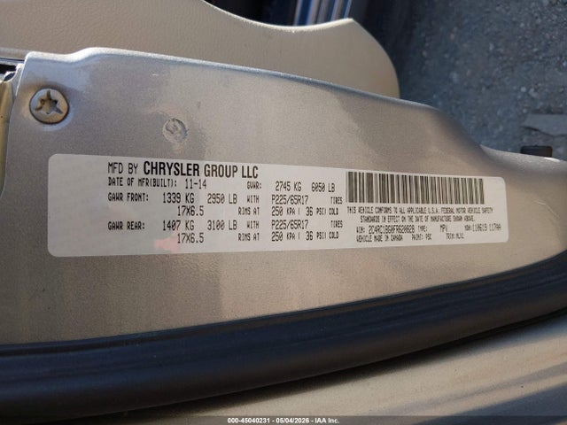 Продажа на аукционе авто 2015 Chrysler Town & Country Touring, vin: 2C4RC1BG0FR620828, номер лота: 45040231