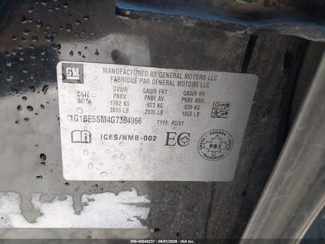 1G1BE5SM4G7304966 Chevrolet Cruze Lt Auto