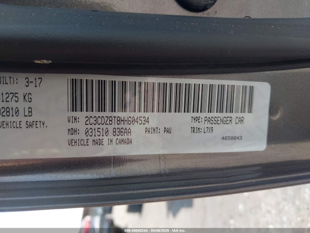 2017 Dodge Challenger R/t მანქანა იყიდება აუქციონზე, vin: 2C3CDZBT8HH604534, აუქციონის ნომერი: 45040244