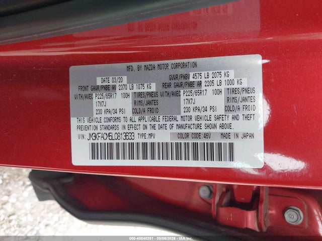 Aukcja sprzedaży 2020 Mazda Cx-5 Touring, vin: JM3KFACM5L0813633, numer aukcji: 45040251