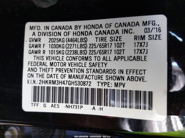 Honda CR-V SE 2016 2HKRM3H47GH530872 Image 9
