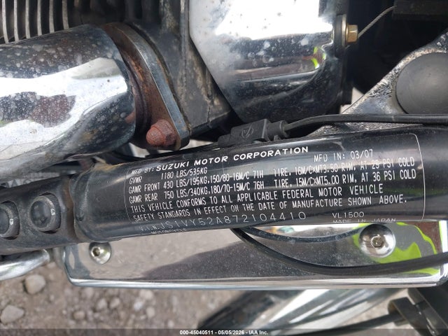 Продажа на аукционе авто 2007 Suzuki Vl1500, vin: JS1VY52A872104410, номер лота: 45040511