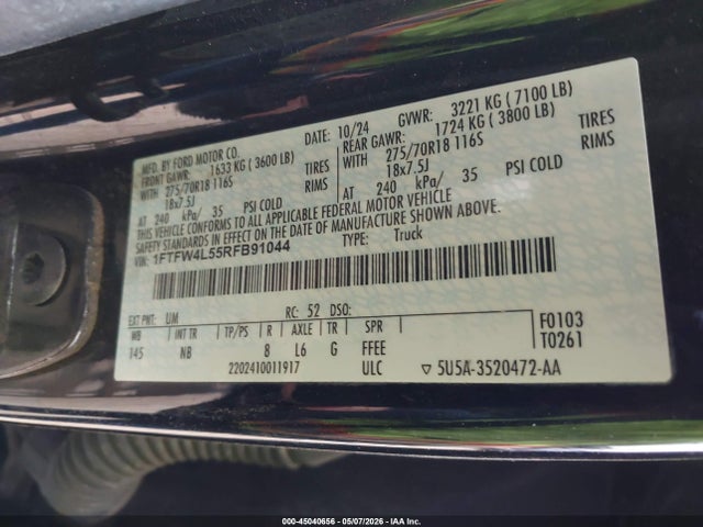 Ford F-150 Tremor 2024 1FTFW4L55RFB91044 Image 9