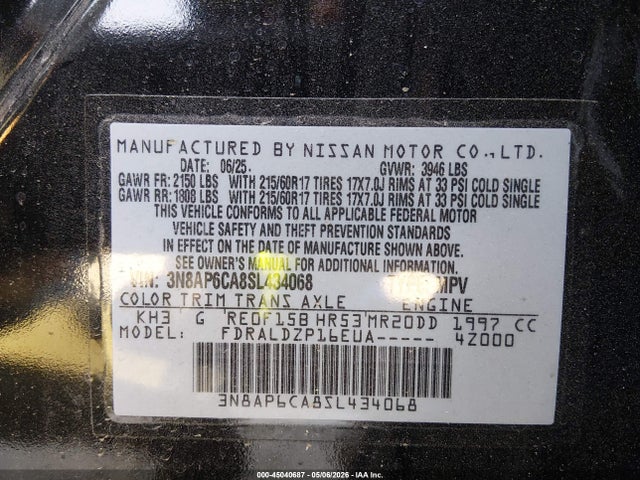3N8AP6CA8SL434068 Nissan Kicks Sv Fwd