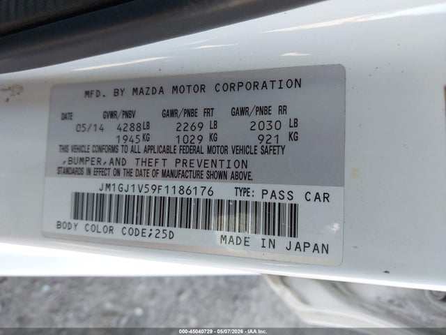 Продаж на аукціоні авто 2015 Mazda Mazda6 I Touring, vin: JM1GJ1V59F1186176, номер лоту: 45040729