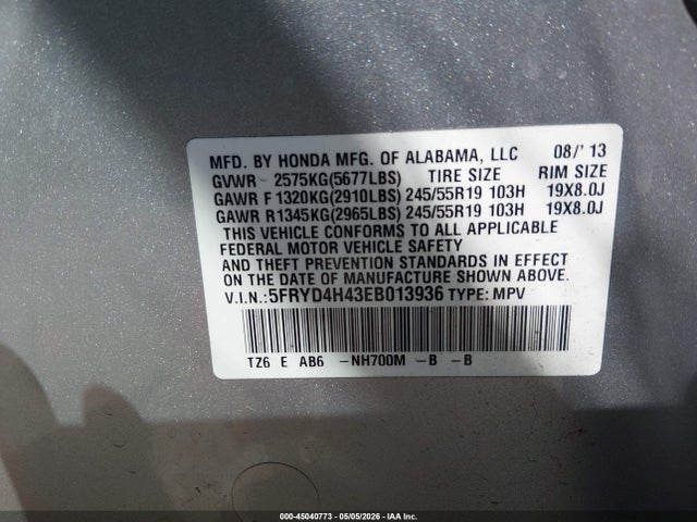 Продаж на аукціоні авто 2014 Acura Mdx Technology Package, vin: 5FRYD4H43EB013936, номер лоту: 45040773