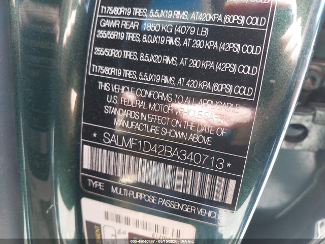 45040887 :رقم المزاد ، SALMF1D42BA340713 vin ، 2011 Land Rover Range Rover Hse مزاد بيع