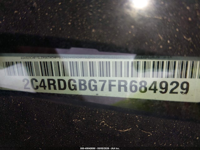 2015 Dodge Grand Caravan Se Plus მანქანა იყიდება აუქციონზე, vin: 2C4RDGBG7FR684929, აუქციონის ნომერი: 45040898