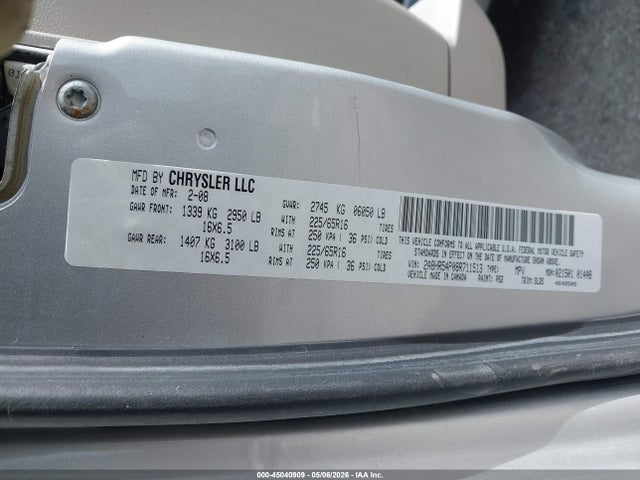 Продаж на аукціоні авто 2008 Chrysler Town & Country Touring, vin: 2A8HR54P08R711513, номер лоту: 45040909