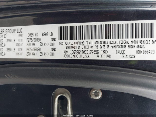 Продажа на аукционе авто 2014 Ram 1500 Sport, vin: 1C6RR6MT0ES177056, номер лота: 45041037