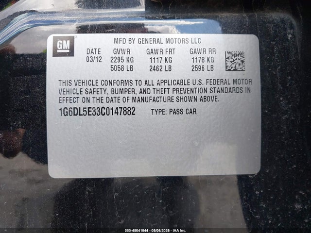 Продажа на аукционе авто 2012 Cadillac Cts Performance, vin: 1G6DL5E33C0147882, номер лота: 45041044
