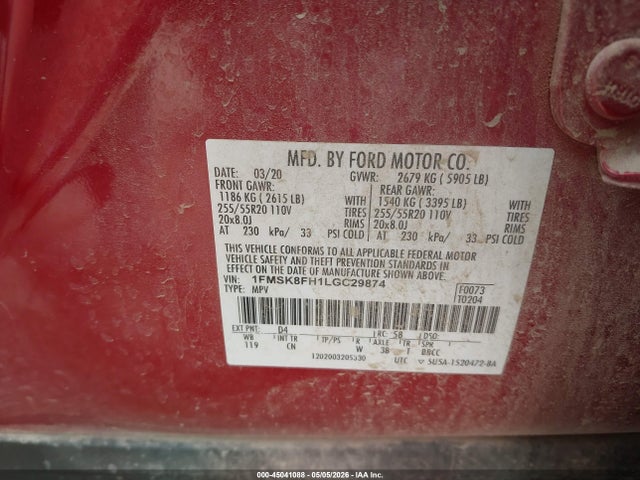 Ford Explorer Limited 2020 1FMSK8FH1LGC29874 Image 9