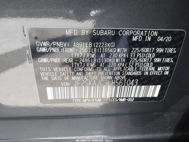 JF2SKAJC3LH561043 Subaru Forester Premium