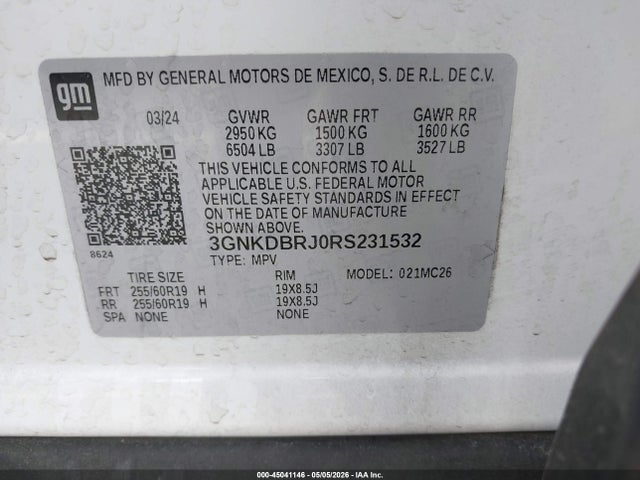 3GNKDBRJ0RS231532 Chevrolet Blazer Ev Eawd 2lt