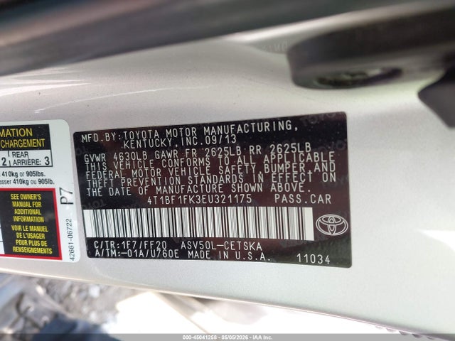 2014 Toyota Camry Se მანქანა იყიდება აუქციონზე, vin: 4T1BF1FK3EU321175, აუქციონის ნომერი: 45041258