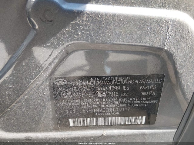 Продажа на аукционе авто 2011 Hyundai Sonata Gls, vin: 5NPEB4AC3BH207147, номер лота: 45041266