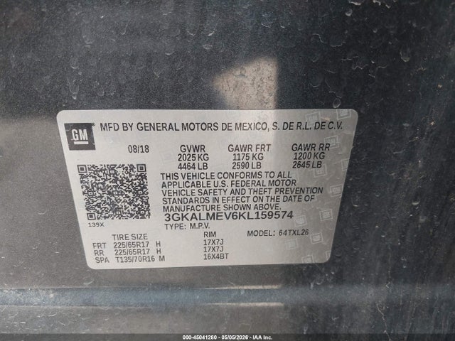 3GKALMEV6KL159574 GMC Terrain Sle