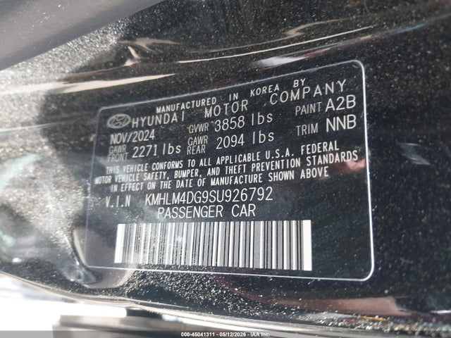 KMHLM4DG9SU926792 Hyundai Elantra Sel Sport