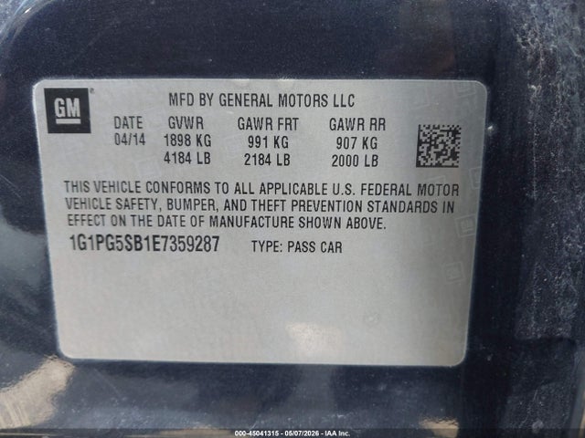 1G1PG5SB1E7359287 Chevrolet CRUZE LTZ