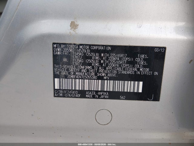 Продаж на аукціоні авто 2012 Toyota Rav4, vin: JTMBF4DV7C5055380, номер лоту: 45041330