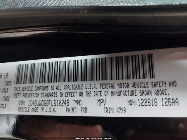 Aukcja sprzedaży 2015 Jeep Wrangler Unlimited Sport, vin: 1C4BJWDG8FL610249, numer aukcji: 45041336