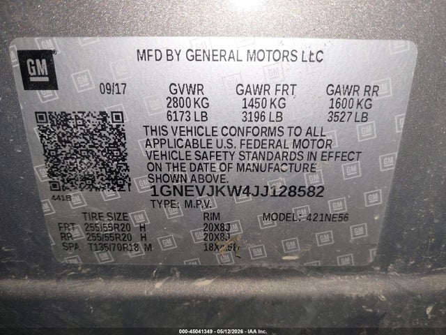 Chevrolet Traverse Premier 2018 1GNEVJKW4JJ128582 Image 9
