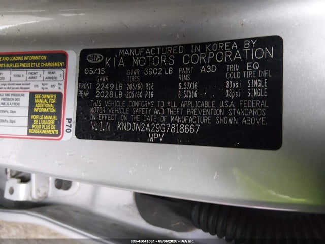 Продаж на аукціоні авто 2016 Kia Soul, vin: KNDJN2A29G7818667, номер лоту: 45041361