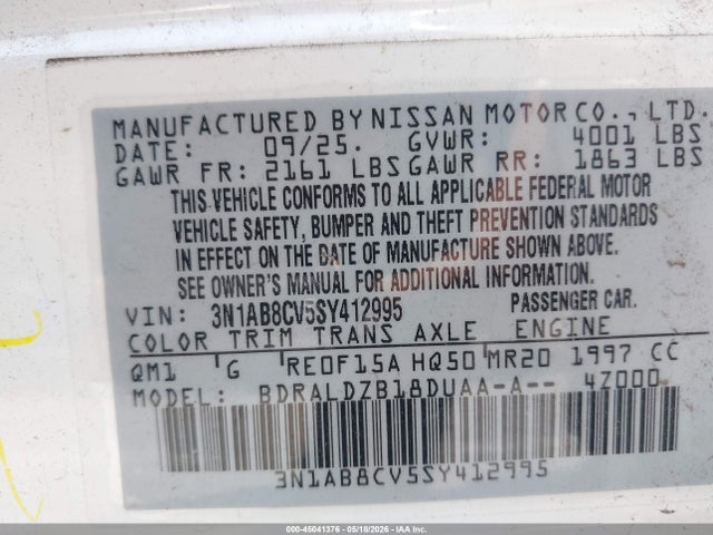 Nissan SENTRA SV 2025 3N1AB8CV5SY412995 Image 9