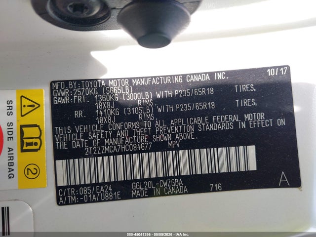 45041396 :رقم المزاد ، 2T2ZZMCA7HC084677 vin ، 2017 Lexus Rx 350 مزاد بيع