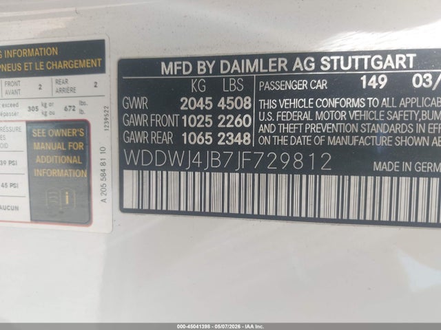WDDWJ4JB7JF729812 Mercedes-Benz C 300