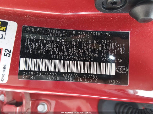Toyota CAMRY SE 2022 4T1T11AK2NU048434 Image 9