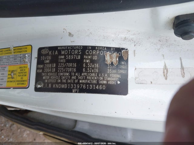 Продаж на аукціоні авто 2007 Kia Sedona, vin: KNDMB133976131460, номер лоту: 45041412