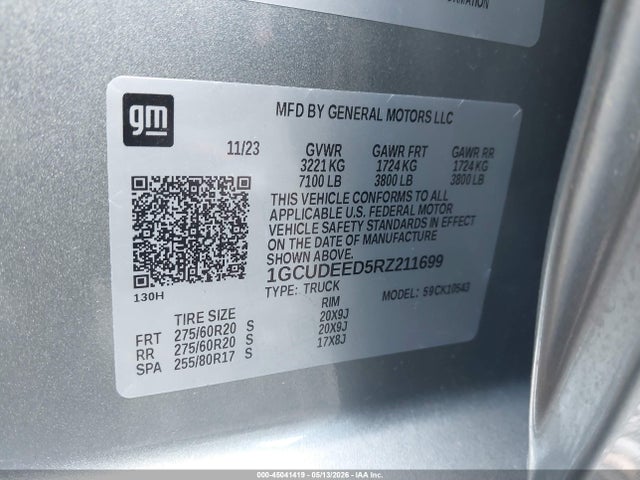 Продажа на аукционе авто 2024 Chevrolet Silverado 1500 4wd  Short Bed Rst, vin: 1GCUDEED5RZ211699, номер лота: 45041419