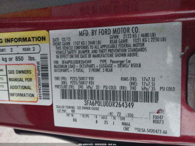 2013 Ford Fusion Hybrid Se მანქანა იყიდება აუქციონზე, vin: 3FA6P0LU0DR264349, აუქციონის ნომერი: 45041432