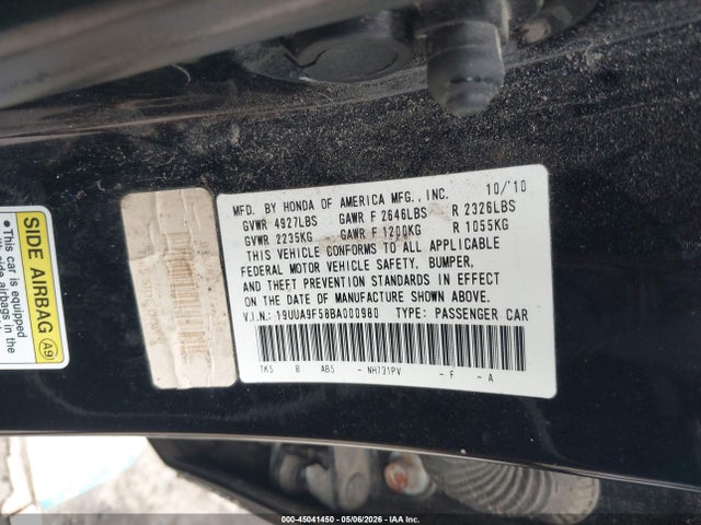 Продаж на аукціоні авто 2011 Acura Tl 3.7, vin: 19UUA9F58BA000980, номер лоту: 45041450
