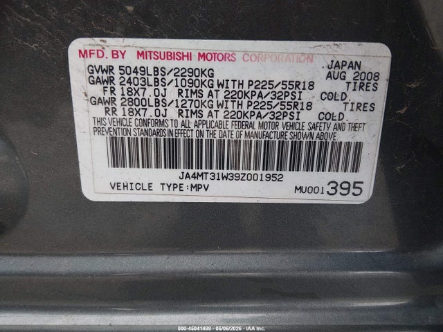 Aukcja sprzedaży 2009 Mitsubishi Outlander Se, vin: JA4MT31W39Z001952, numer aukcji: 45041488