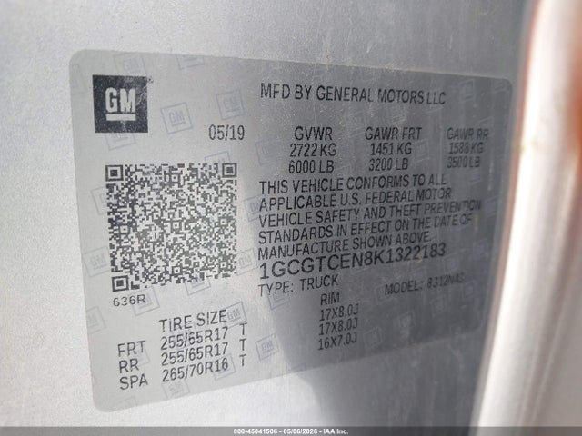 1GCGTCEN8K1322183 Chevrolet Colorado Lt