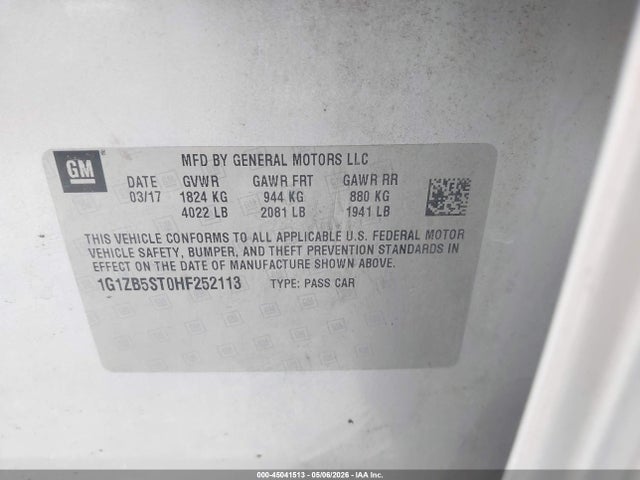 1G1ZB5ST0HF252113 Chevrolet MALIBU LS