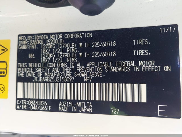 Aukcja sprzedaży 2018 Lexus Nx 300 F Sport, vin: JTJBARBZ5J2158097, numer aukcji: 45041530