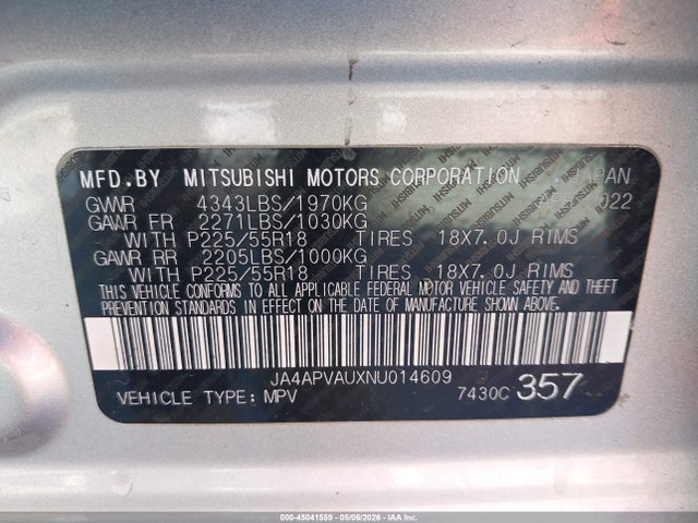 Aukcja sprzedaży 2022 Mitsubishi Outlander Sport 2.0 Se 2wd/2.0 Se Special Edition 2wd, vin: JA4APVAUXNU014609, numer aukcji: 45041559
