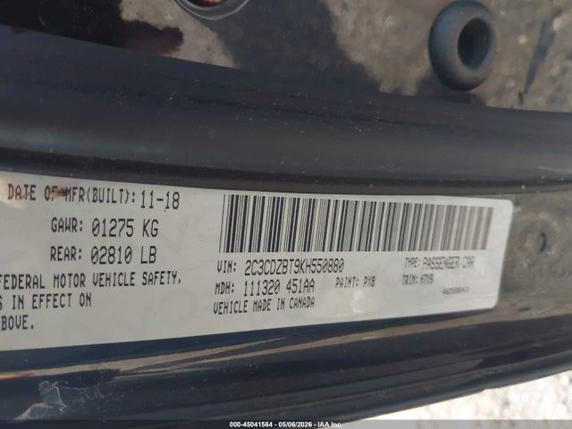 Продажа на аукционе авто 2019 Dodge Challenger R/t, vin: 2C3CDZBT9KH550880, номер лота: 45041564