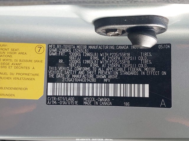Aukcja sprzedaży 2004 Lexus Rx 330, vin: 2T2GA31U44C014280, numer aukcji: 45041575
