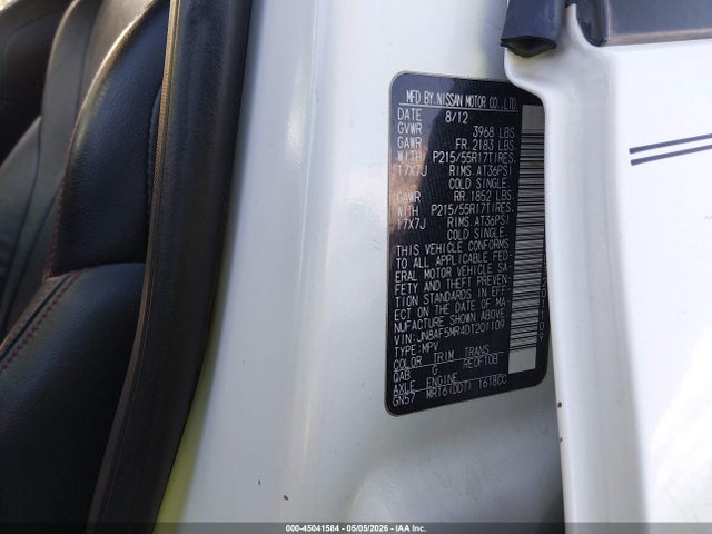 45041584 :رقم المزاد ، JN8AF5MR4DT201109 vin ، 2013 Nissan Juke Sl مزاد بيع