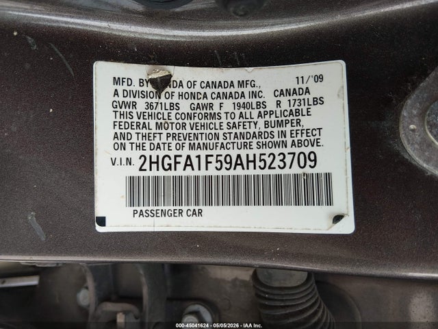 Продаж на аукціоні авто 2010 Honda Civic Lx, vin: 2HGFA1F59AH523709, номер лоту: 45041624